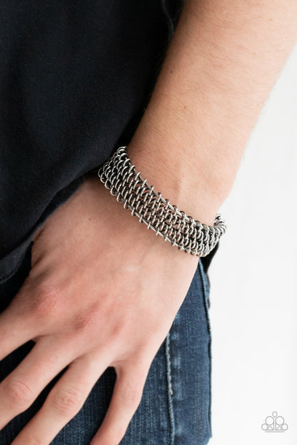 Gridlock - silver - Paparazzi mens bracelet