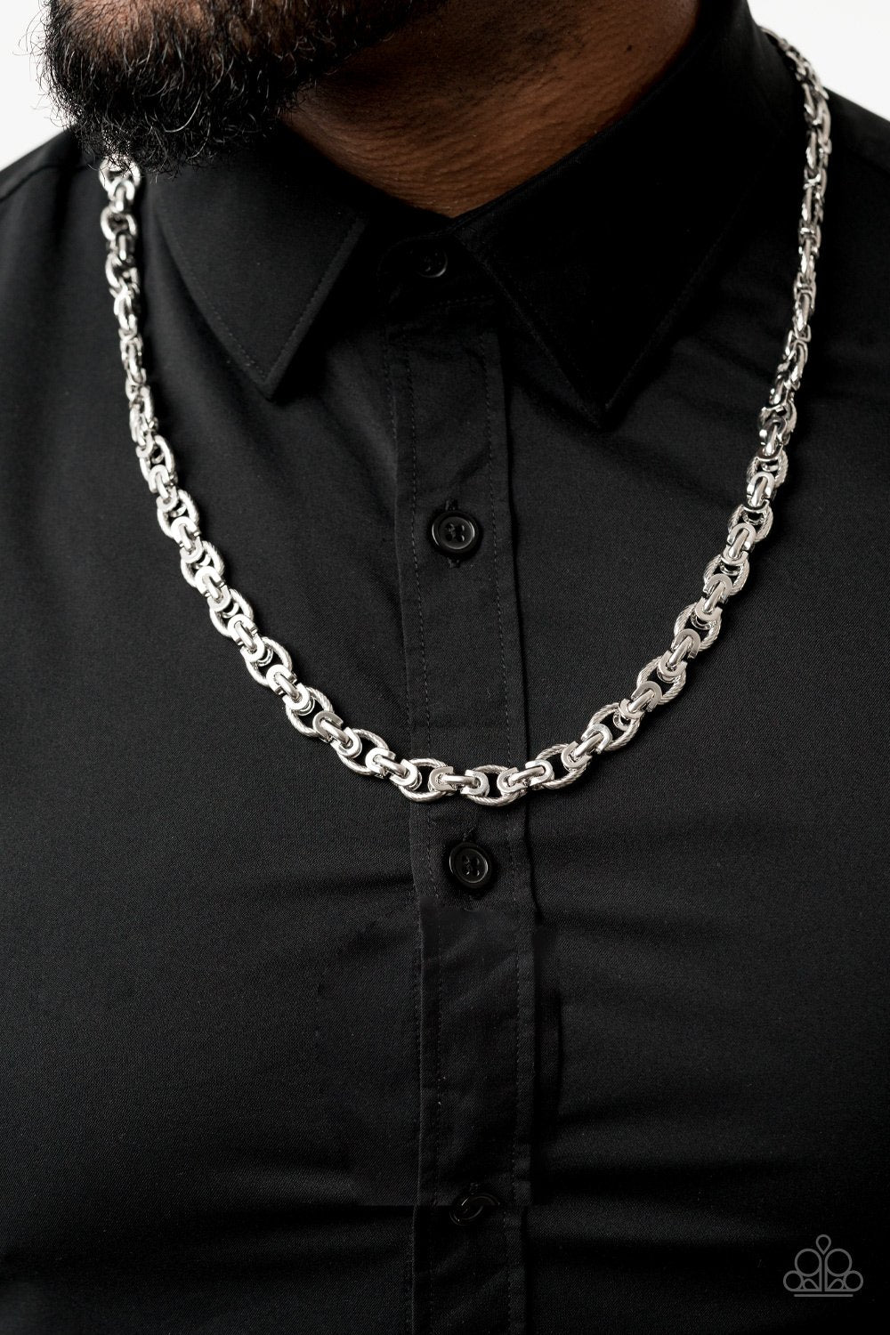 Grit and Gridiron-silver-Paparazzi mens necklace