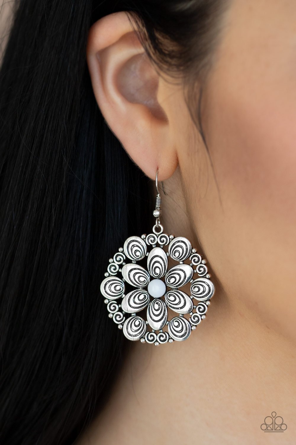 Grove Groove-white-Paparazzi earrings