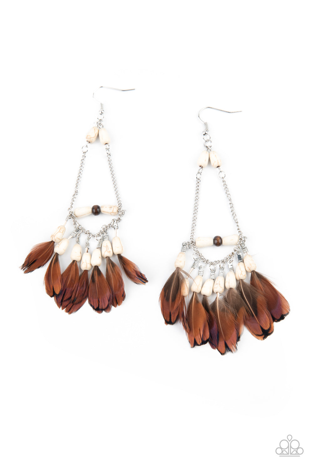 HAUTE Hawk - white - Paparazzi earrings
