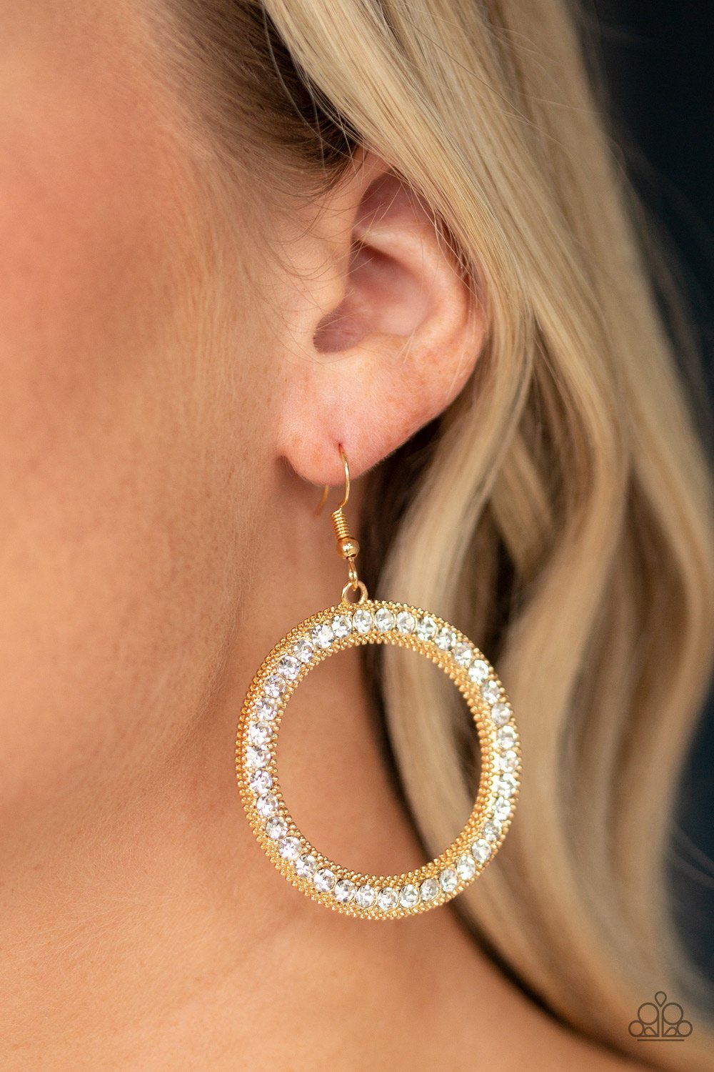 HAUTE Halo-gold-Paparazzi earrings