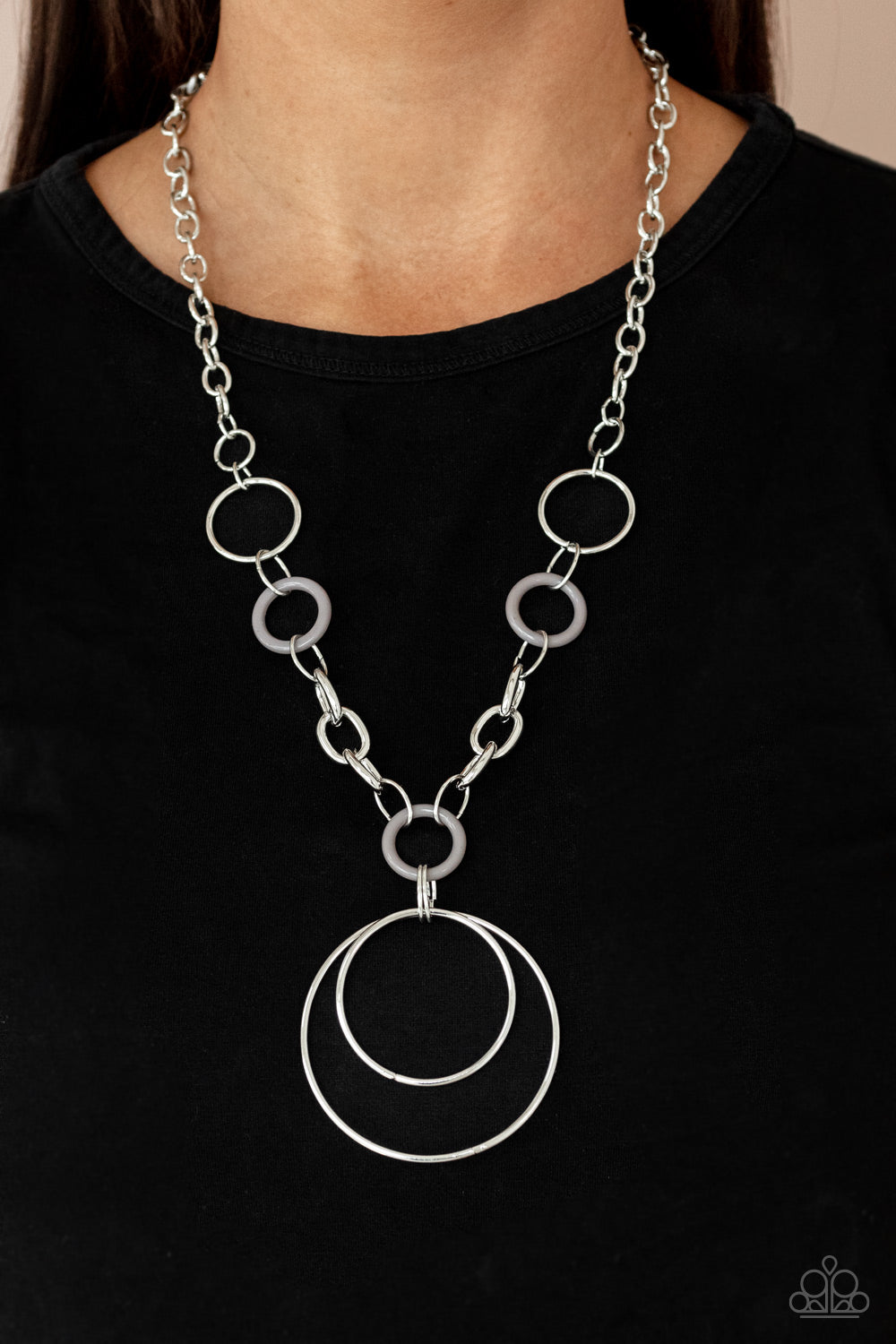 HOOP du Jour - silver - Paparazzi necklace