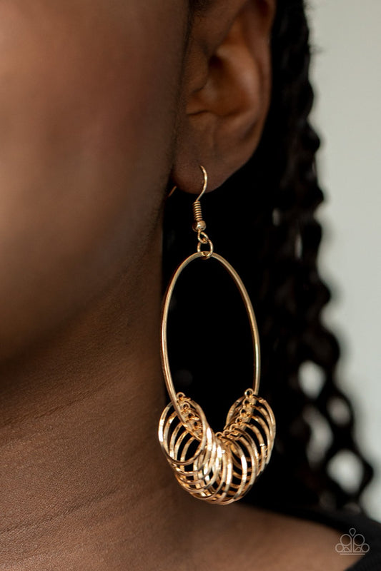Halo Effect-gold-Paparazzi earrings