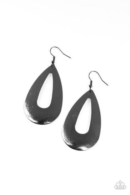 Hand It OVAL! - black - Paparazzi earrings
