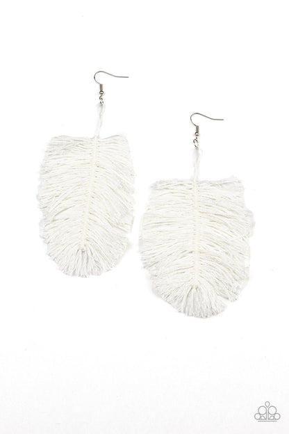 Hanging By A Thread - white - Paparazzi earrings