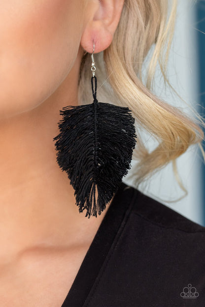 Hanging By A Thread-black-Paparazzi earrings