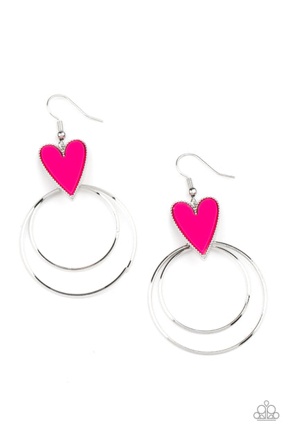 Happily Ever Hearts - pink - Paparazzi earrings