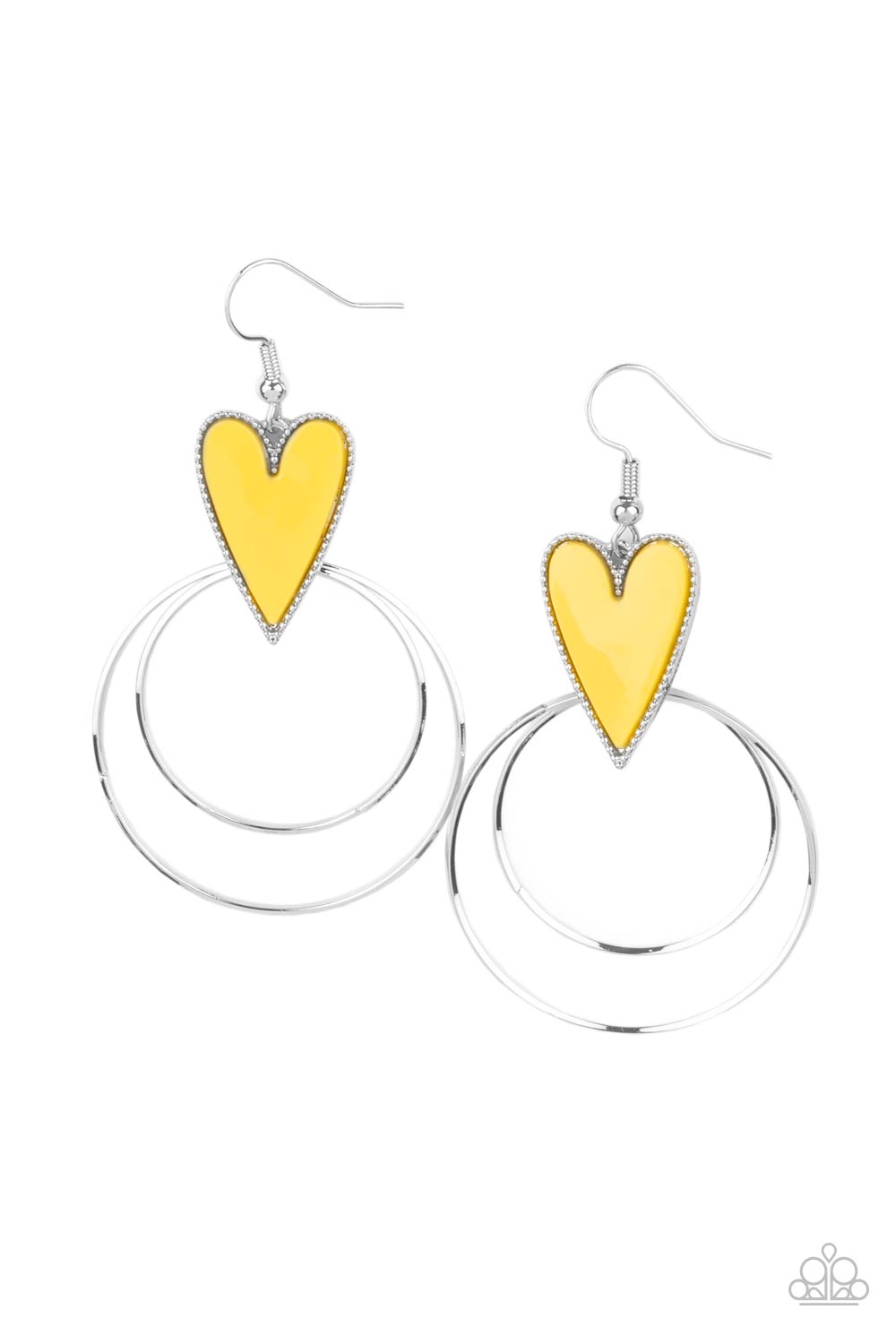 Happily Ever Hearts - yellow - Paparazzi earrings