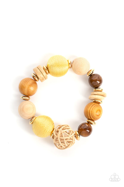 Happily Homespun - yellow - Paparazzi bracelet