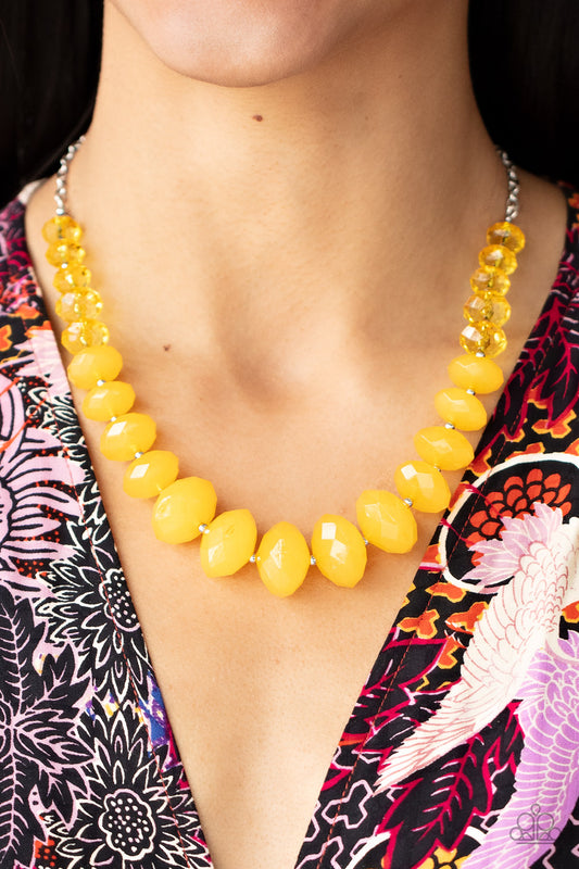 Happy-GLOW-Lucky - yellow - Paparazzi necklace