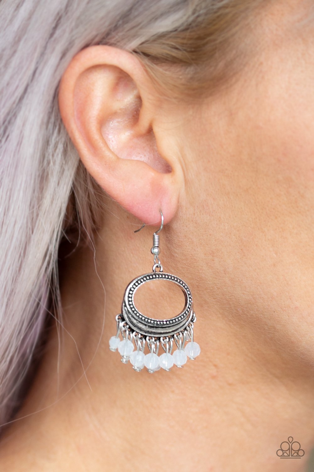 Happy Days-white-Paparazzi earrings