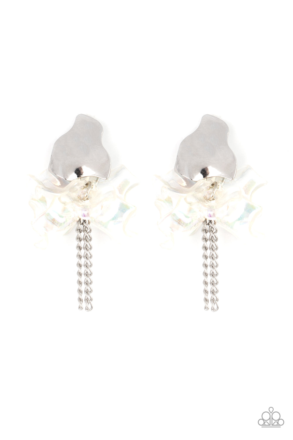 Harmonically Holographic - white - Paparazzi earrings