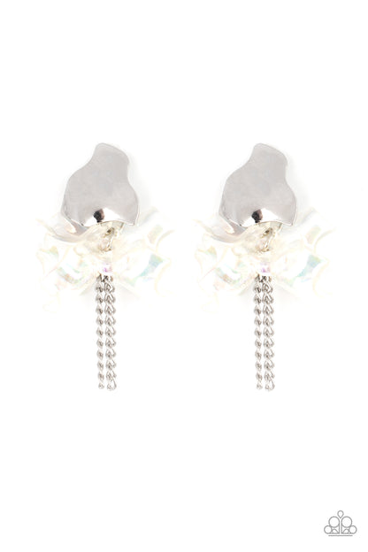 Harmonically Holographic - white - Paparazzi earrings