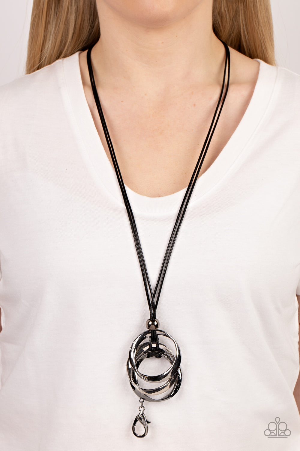 Harmonious Hardware - black - Paparazzi LANYARD necklace