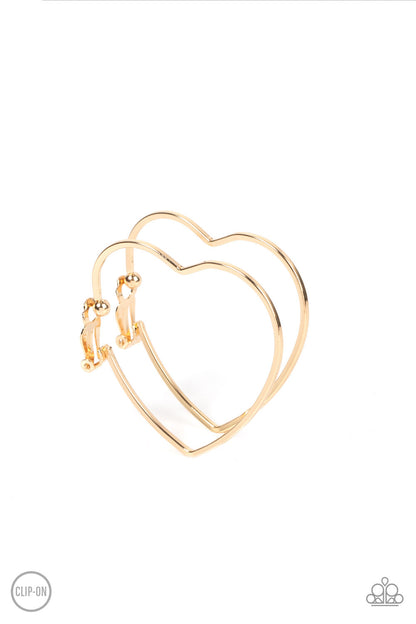 Harmonious Hearts - gold - Paparazzi CLIP ON earrings