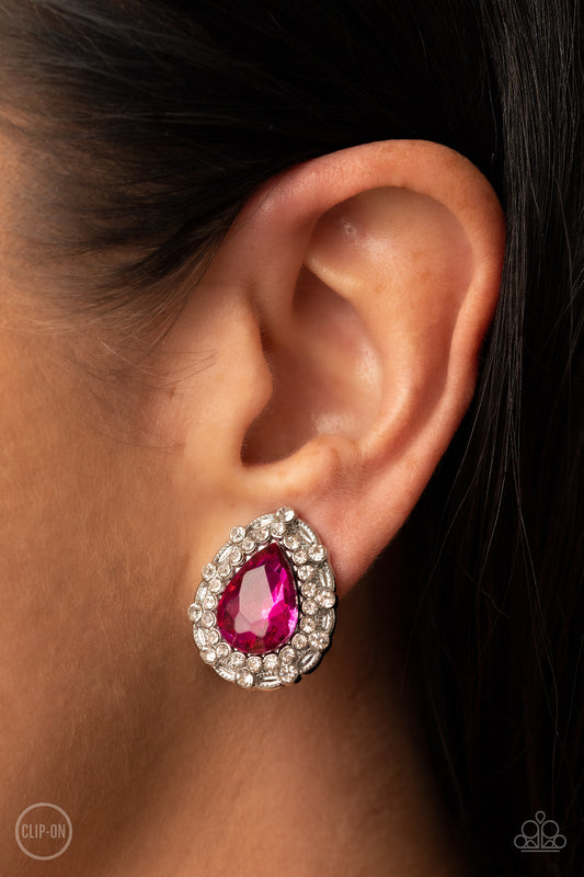 Haute Happy Hour - pink - Paparazzi CLIP ON earrings