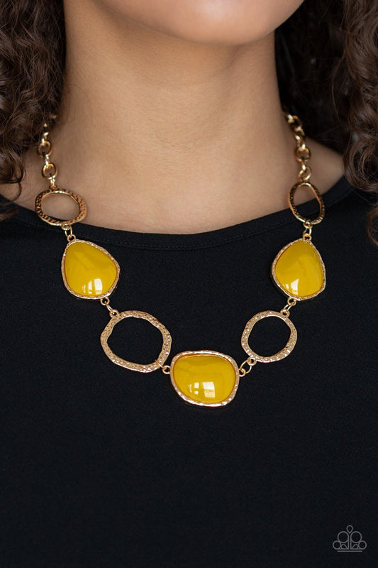 Haute Heirloom-yellow-Paparazzi necklace
