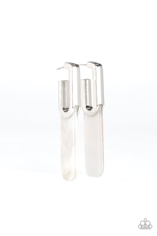 HAUTE Off the Press - silver - Paparazzi earrings