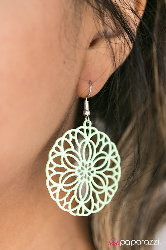 Having A Merry Time - Green - Paparazzi earrings