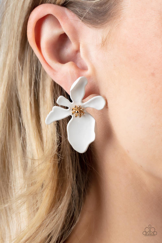 Hawaiian Heiress - white - Paparazzi earrings