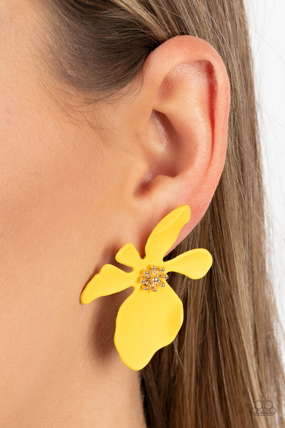 Hawaiian Heiress - yellow - Paparazzi earrings