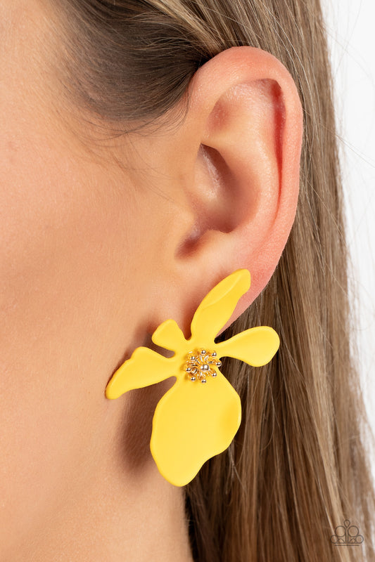 Hawaiian Heiress - yellow - Paparazzi earrings