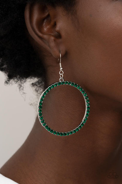 Head-Turning Halo - green - Paparazzi earrings