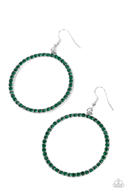 Head-Turning Halo - green - Paparazzi earrings
