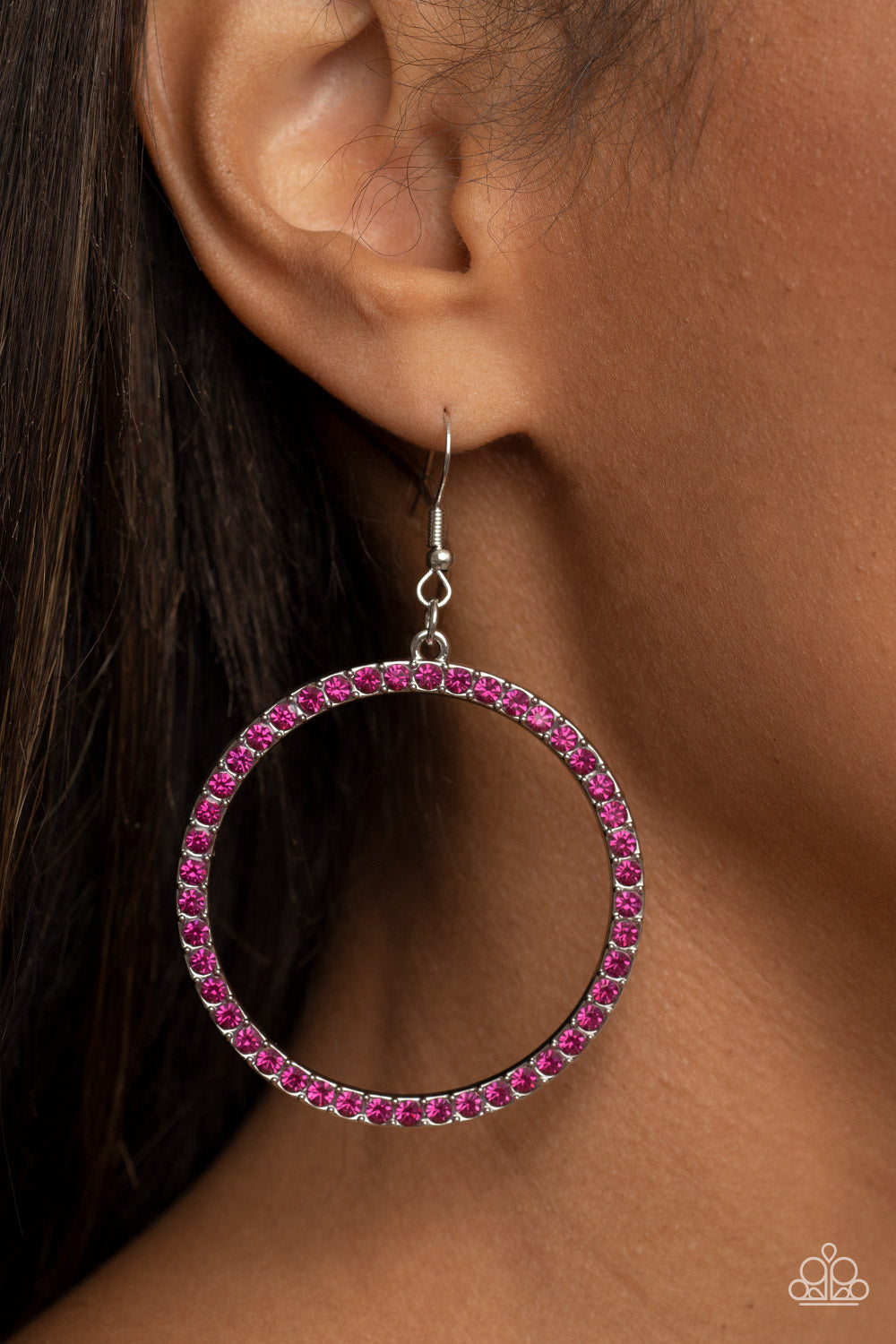 Head-Turning Halo - pink - Paparazzi earrings