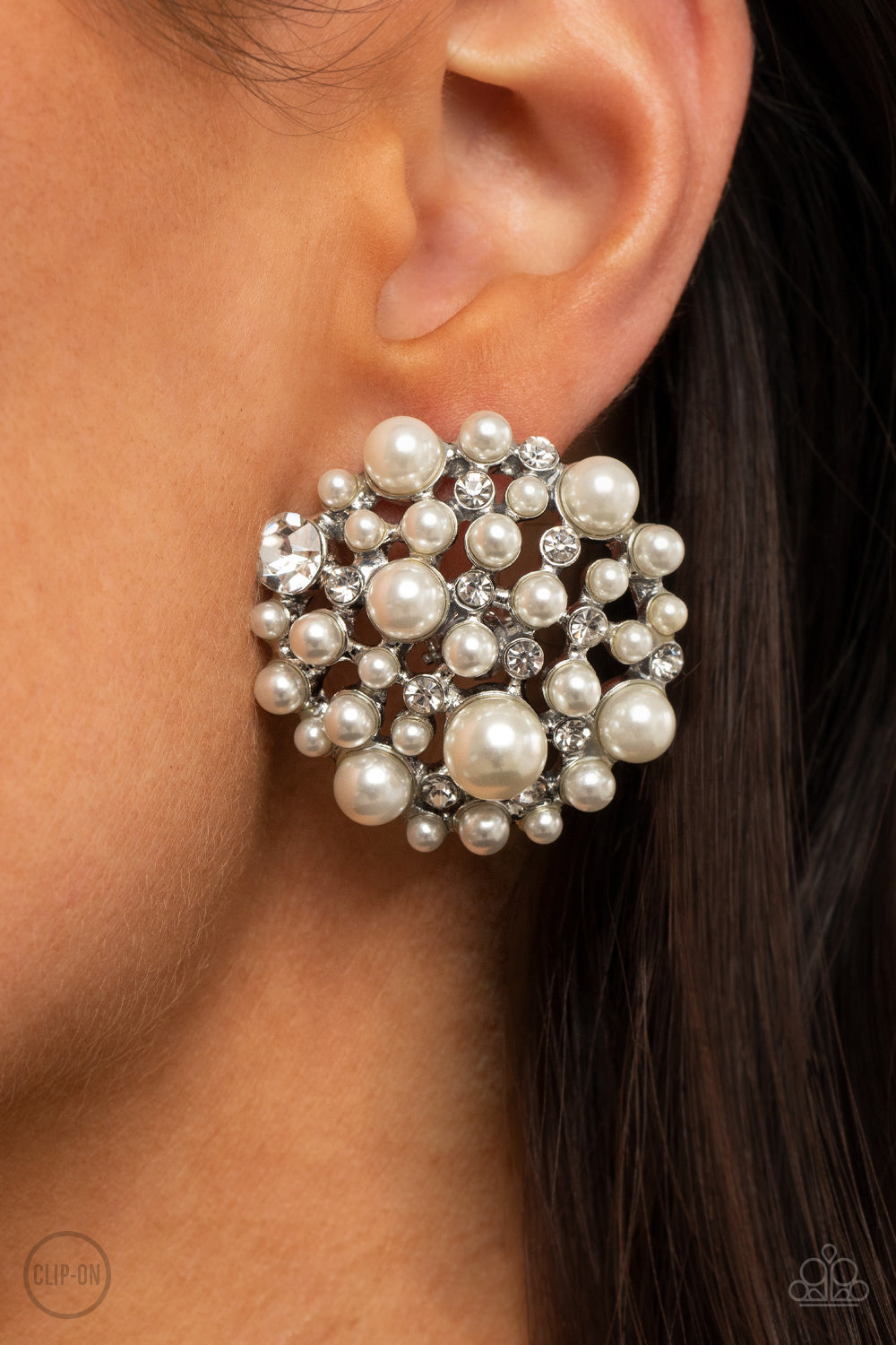 Head To Toe Twinkle - white - Paparazzi CLIP ON earrings