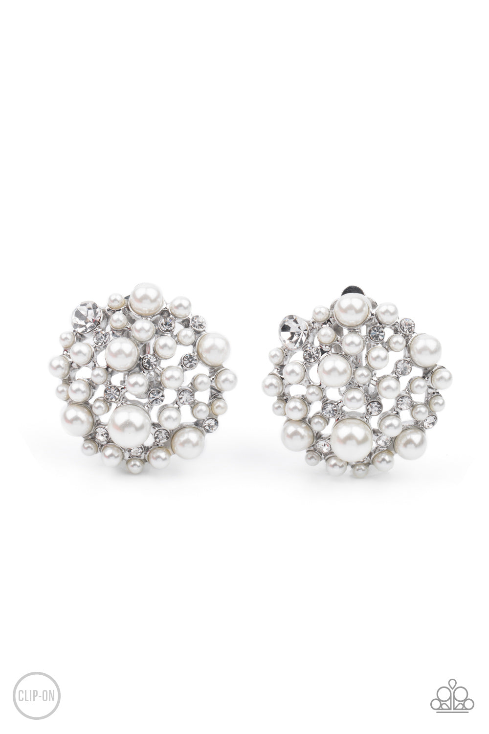 Head To Toe Twinkle - white - Paparazzi CLIP ON earrings ...