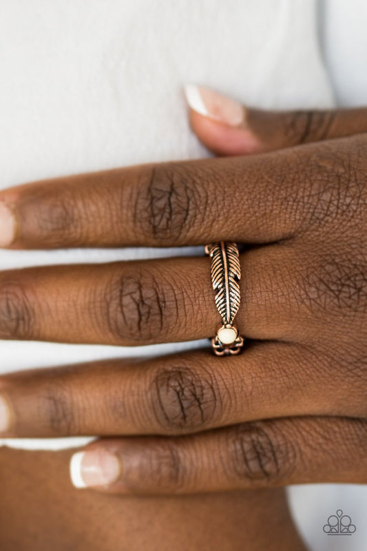 Heads or Tailfeathers - copper - Paparazzi ring