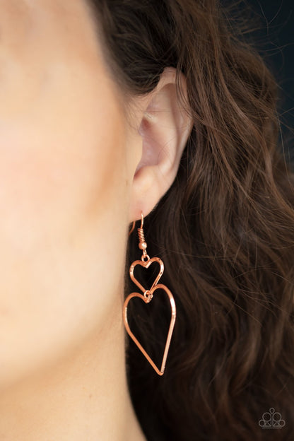 Heartbeat Harmony-copper-Paparazzi earrings