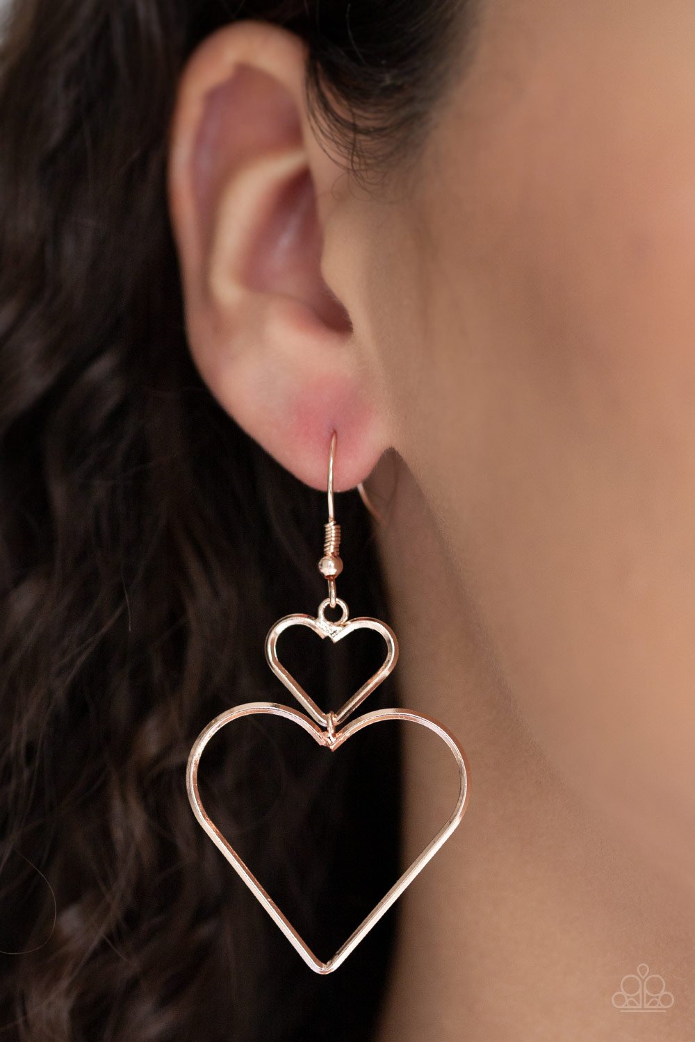 Heartbeat Harmony-rose gold-Paparazzi earrings