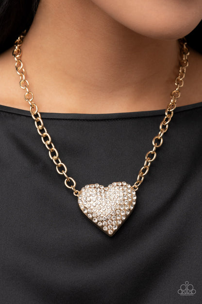 Heartbreakingly Blingy - gold - Paparazzi necklace