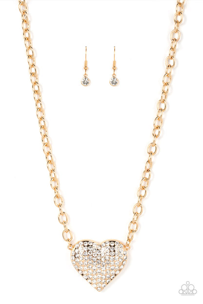 Heartbreakingly Blingy - gold - Paparazzi necklace