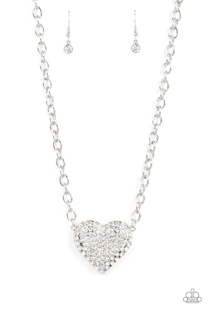 Heartbreakingly Blingy - white - Paparazzi necklace