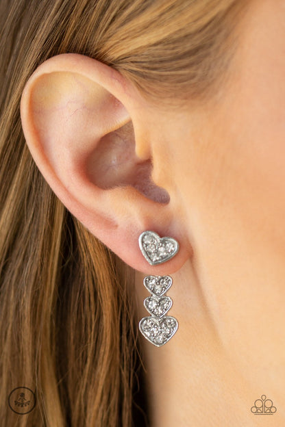 Heartthrob Twinkle-white-Paparazzi earrings