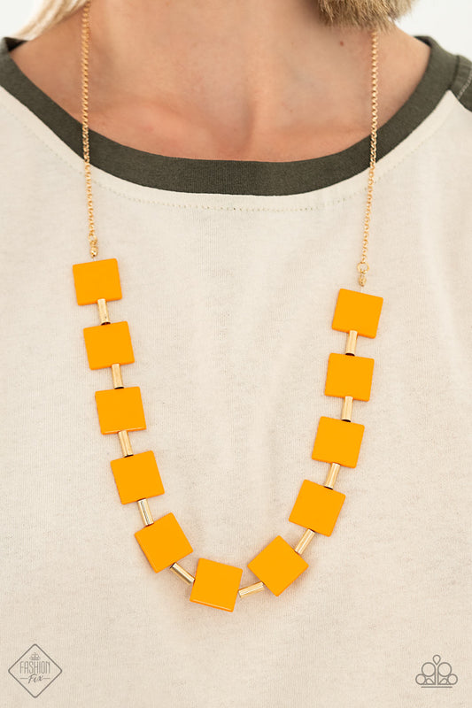 Hello Material Girl - orange - Paparazzi necklace