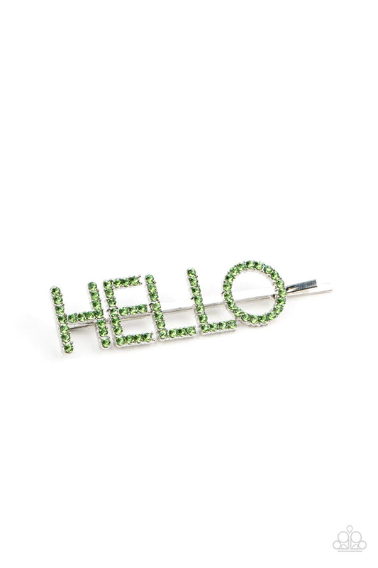 Hello There - green - Paparazzi hair clip