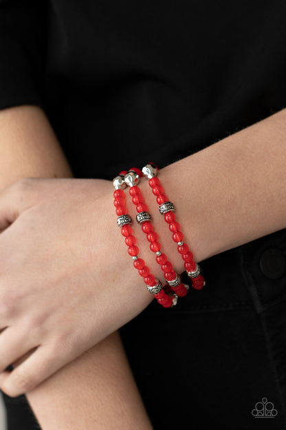Here to STAYCATION - red - Paparazzi bracelet