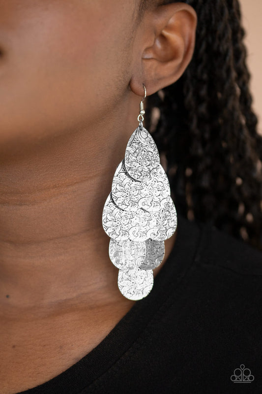 Hibiscus Harmony - silver - Paparazzi earrings