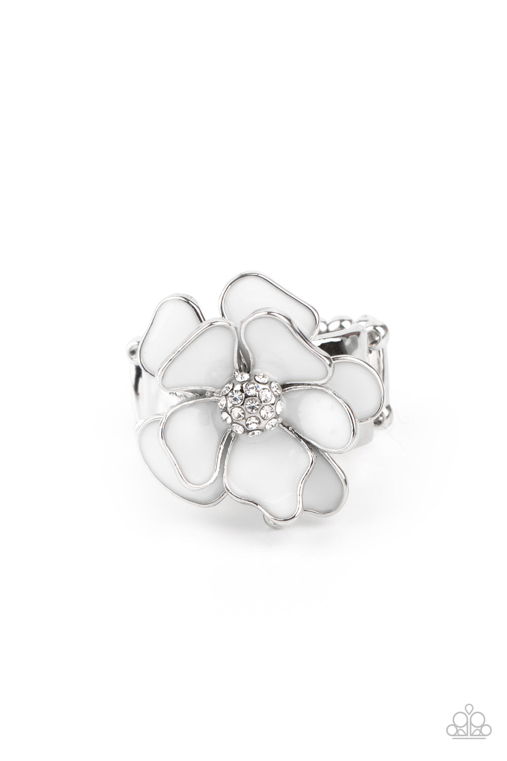 Hibiscus Holiday - white - Paparazzi ring