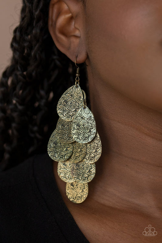 Hibiscus Harmony - brass - Paparazzi earrings