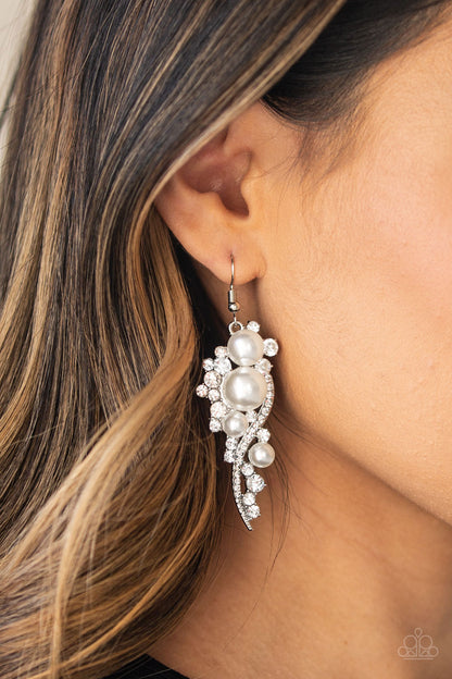 High-End Elegance - White - Paparazzi earrings