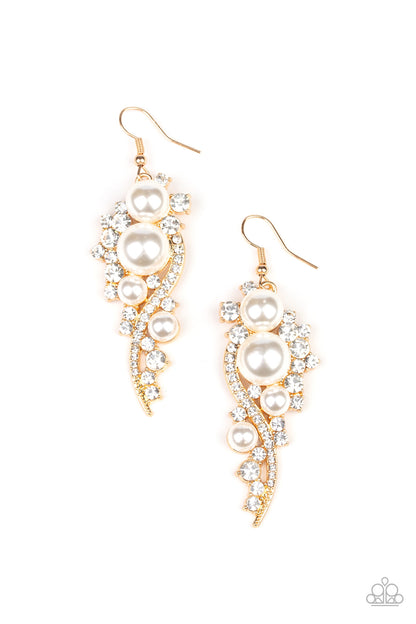 High End Elegance - gold - Paparazzi earrings