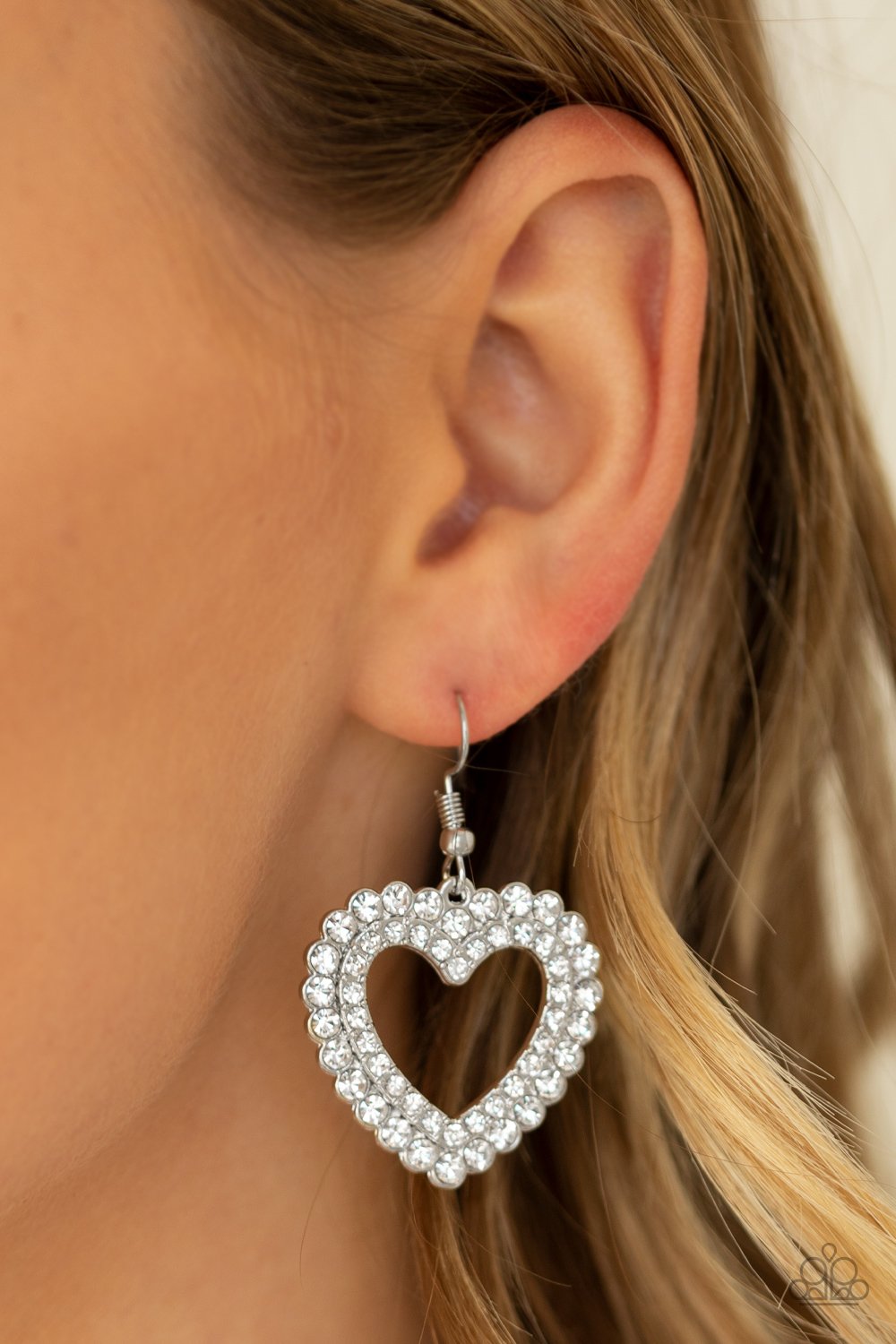 High School Sweethearts-white-Paparazzi earrings