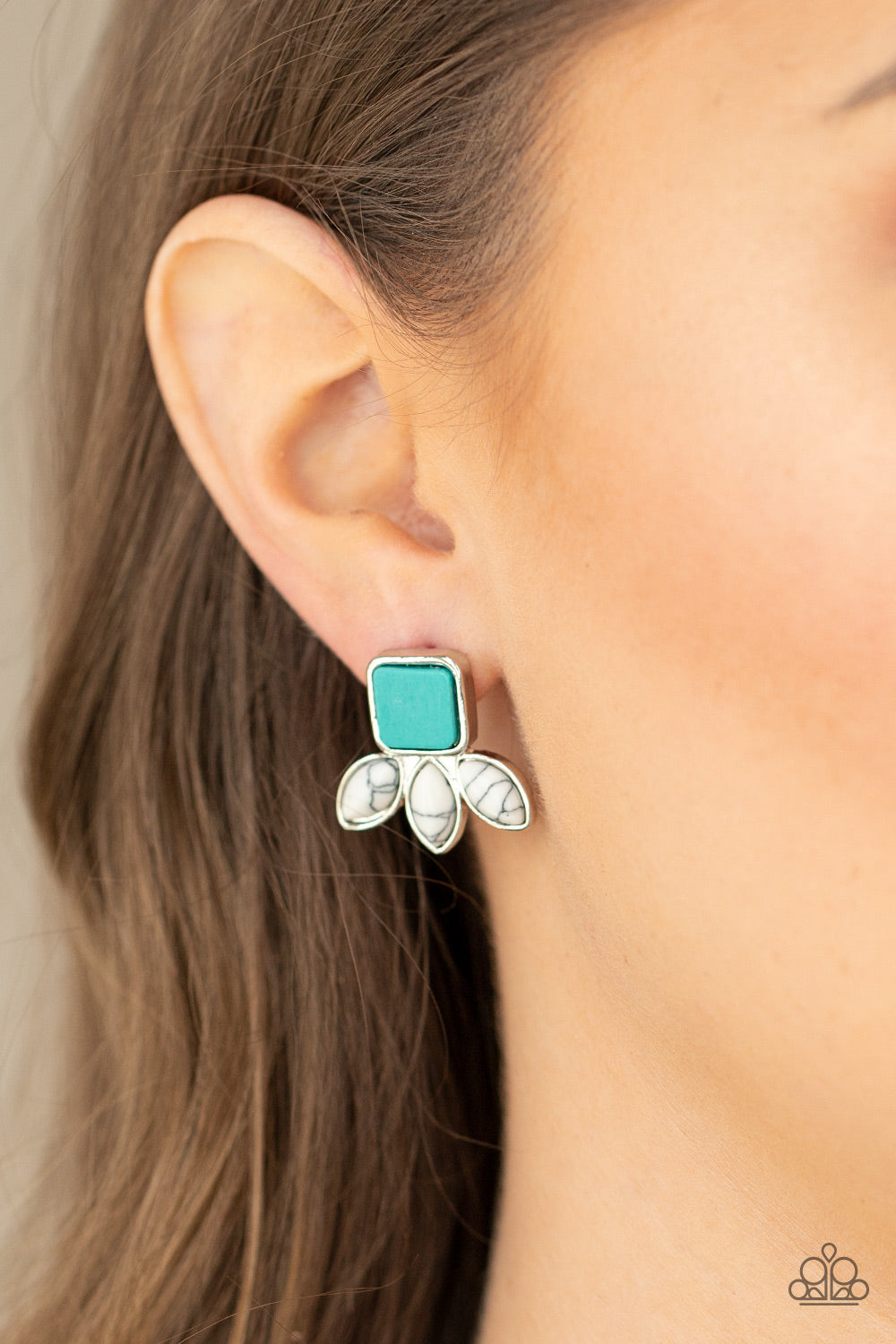 Hill Country Blossoms - blue - Paparazzi earrings