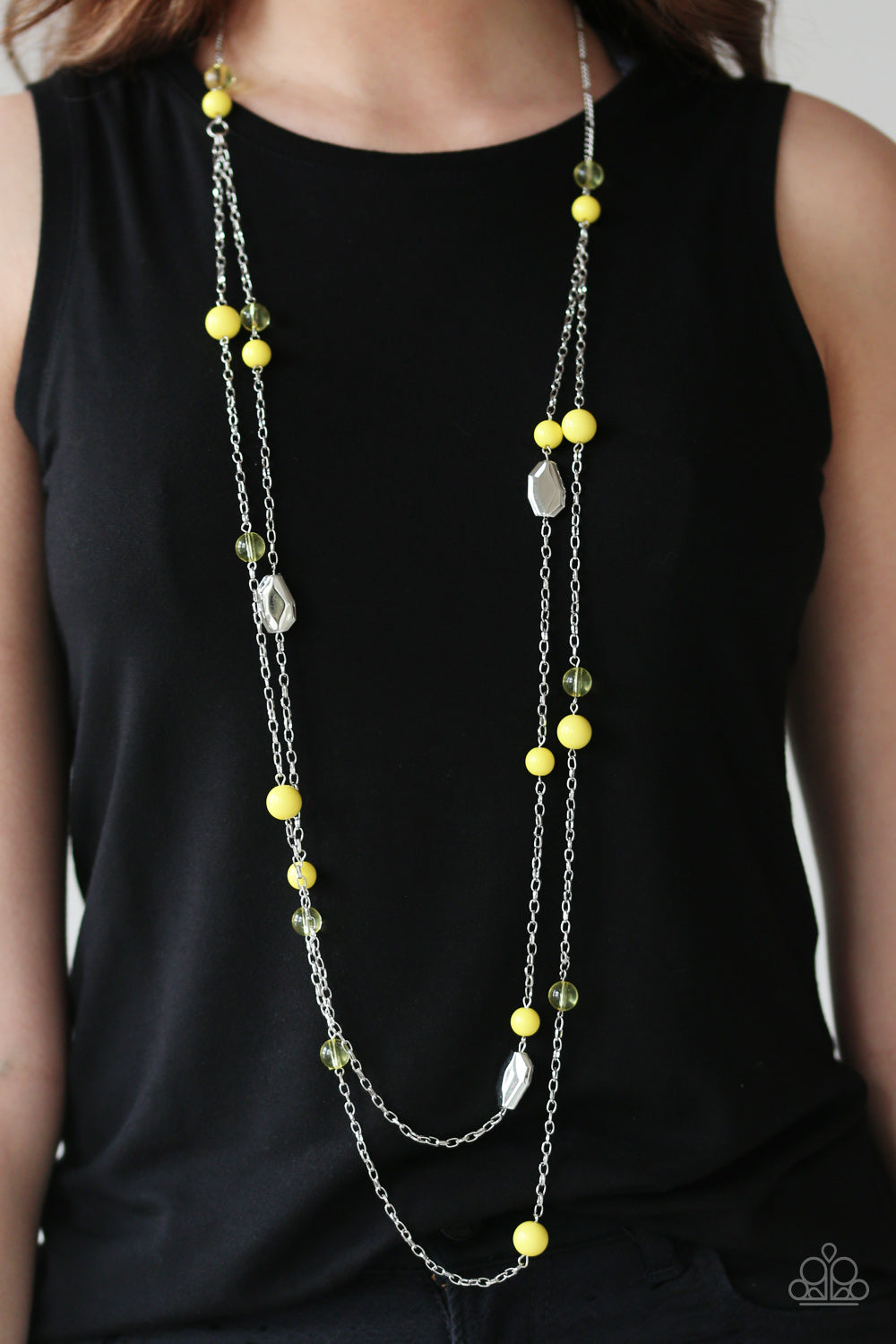 Hitting A GLOW Point - yellow - Paparazzi necklace