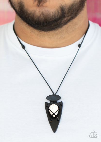 Hold Your ARROWHEAD Up High-white-Paparazzi mens necklace